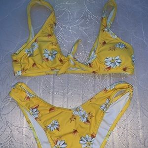 YELLOW FLORAL SWIM SUIT